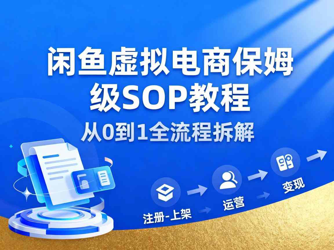 闲鱼虚拟电商,月入轻松过1W,保姆级SOP教程-邪修侠学院