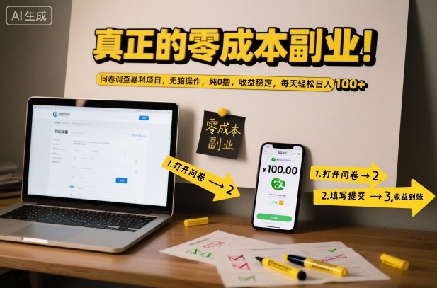 真正的零成本副业!问卷调查暴利项目,无脑操作,纯0撸,收益稳定,每天轻松日入100+【揭秘】-邪修侠学院