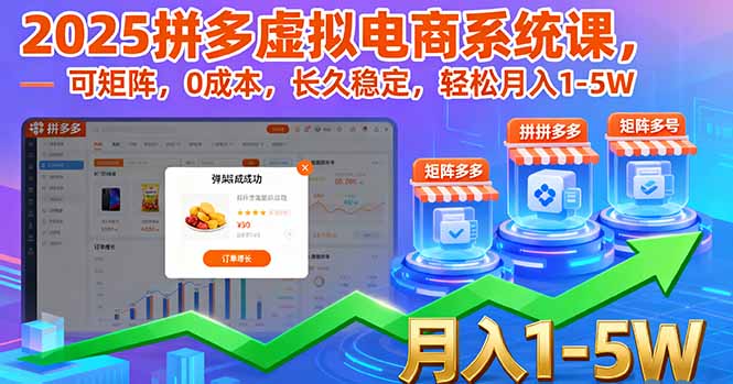 2025拼多多虚拟电商系统课,可矩阵,0成本,长久稳定,轻松月入1-5W-邪修侠学院