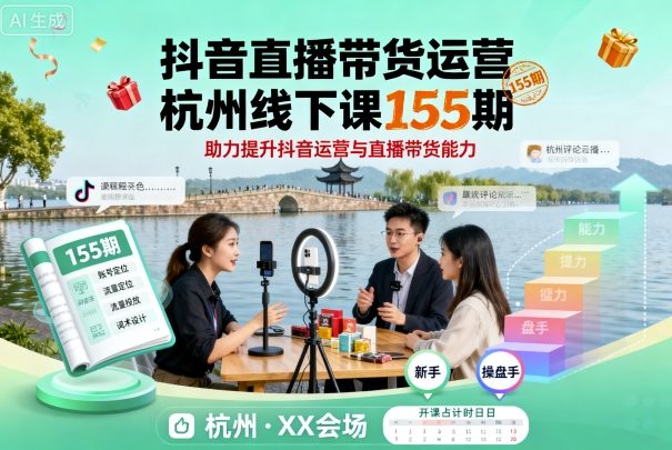 抖音直播带货运营杭州线下课155期,助力提升抖音运营与直播带货能力-邪修侠学院