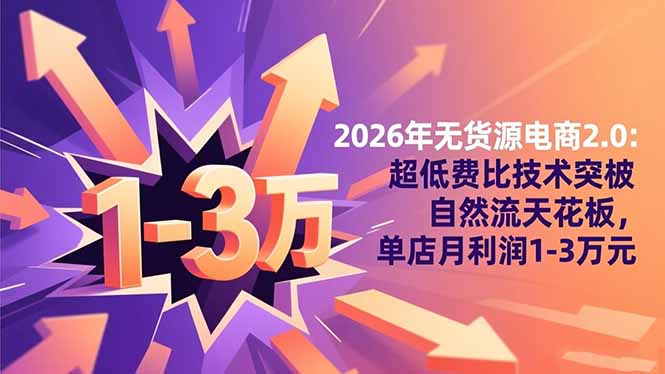 2026年无货源电商2.0【更新】:超低费比技术突破自然流天花板,单店月利润1-3万元-邪修侠学院