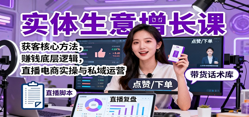 实体生意增长课:获客核心方法,赚钱底层逻辑,直播电商实操与私域运营-邪修侠学院