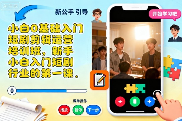 小白0基础入门短剧剪辑运营培训班，新手小白入门短剧行业的第一课-邪修侠学院