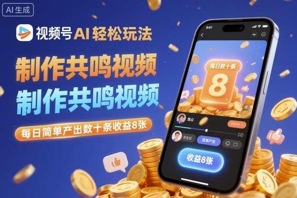 视频号AI轻松玩法，制作共鸣视频，每日简单产出数十条收益8张-邪修侠学院