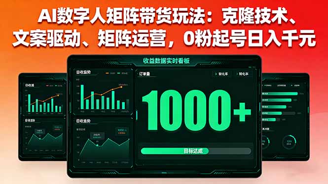 AI数字人矩阵带货玩法:克隆技术、文案驱动、矩阵运营,0粉起号日入千元-邪修侠学院