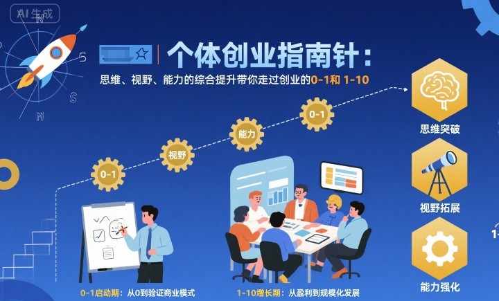 个体创业指南针,思维、视野、能力的综合提升带你走过创业的0-1和1-10【音频】-邪修侠学院
