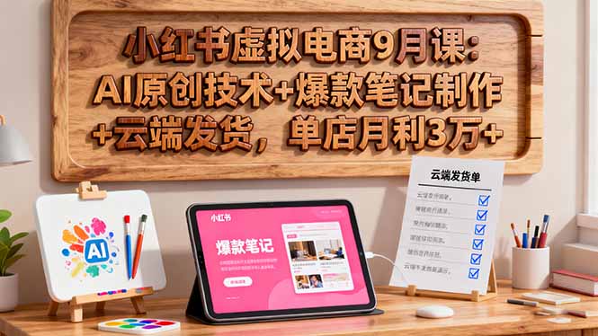 小红书虚拟电商9月课:AI原创技术+爆款笔记制作+云端发货,单店月利3万+-邪修侠学院
