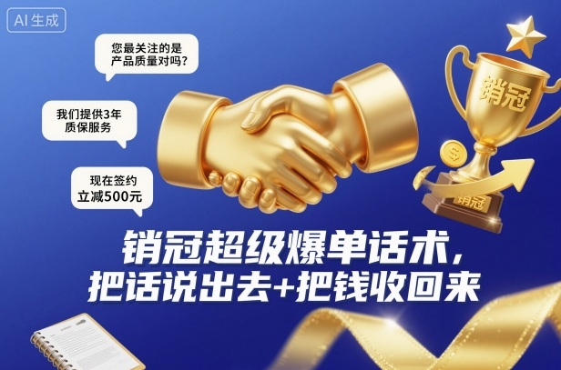 销冠超级爆单话术,把话说出去+把钱收回来-邪修侠学院