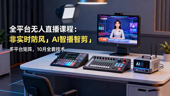 全平台无人直播课程:非实时防风+AI智播智剪+多平台矩阵,10月全套技术-邪修侠学院