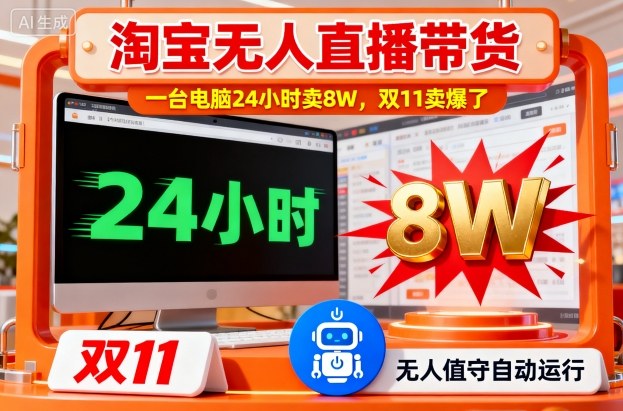 淘宝无人直播带货,一台电脑214小时卖8W,双11卖爆了【揭秘】-邪修侠学院