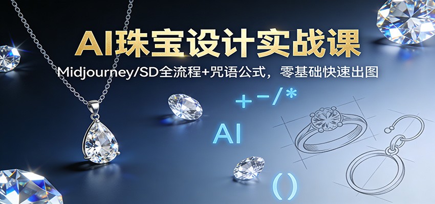 AI珠宝设计实战课：Midjourney/SD全流程+咒语公式，零基础快速出图-邪修侠学院