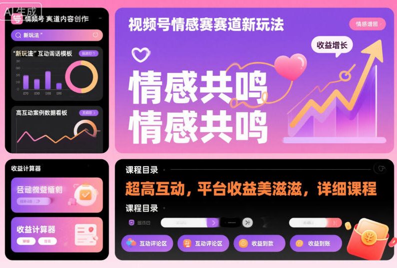 视频号情感赛道新玩法,超高互动,平台收益美滋滋,详细课程-邪修侠学院