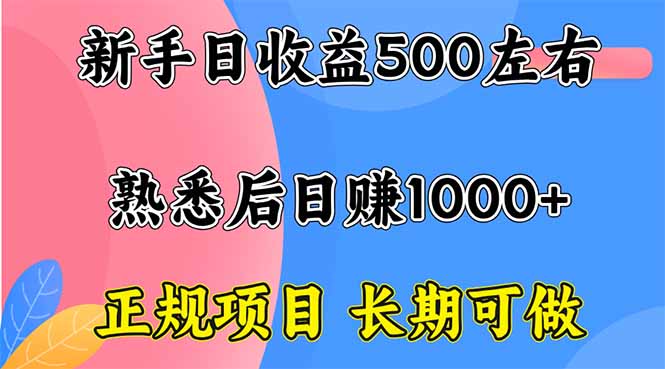 新手日收益500+ 正规项目 长期可做-邪修侠学院