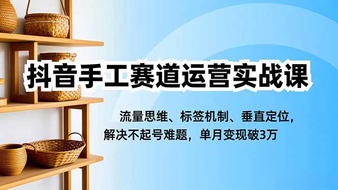 抖音手工赛道运营实战课，流量思维、标签机制、垂直定位，解决不起号难题，单月变现破3万-邪修侠学院