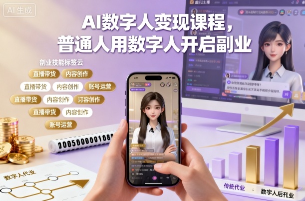 AI数字人变现课程,普通人用数字人开启副业-邪修侠学院