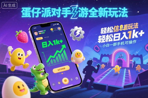 蛋仔派对手游全新玩法,轻松日入1k+,风口信息差玩法,当天见收益,小白一部手机可操作-邪修侠学院