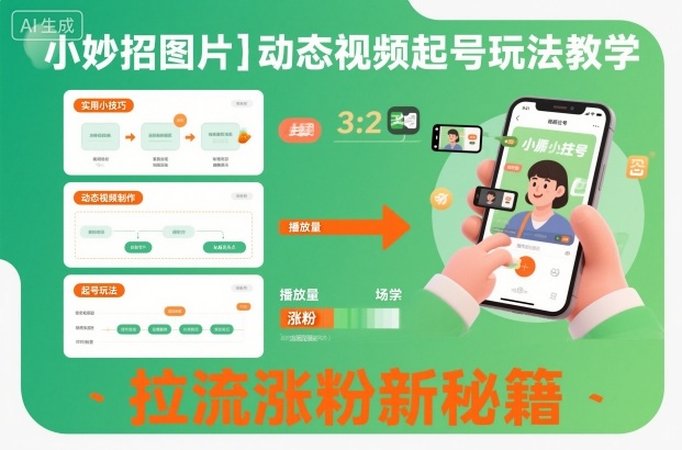 小妙招图片＋动态视频起号玩法教学，拉流涨粉新秘籍-邪修侠学院