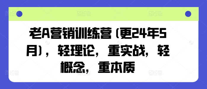 老A营销训练营(更25年10月),轻理论,重实战,轻概念,重本质-邪修侠学院