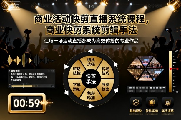 商业活动快剪直播系统课程，商业快剪系统剪辑手法-邪修侠学院