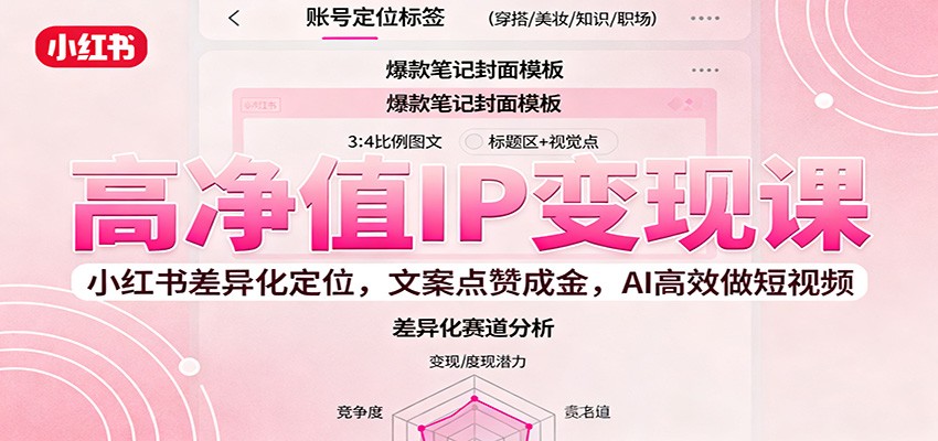 高净值IP变现课:小红书差异化定位,文案点赞成金, AI高效做短视频-邪修侠学院