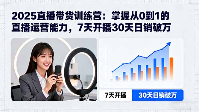 2025直播带货训练营:掌握从0到1的直播运营能力,7天开播30天日销破万-邪修侠学院