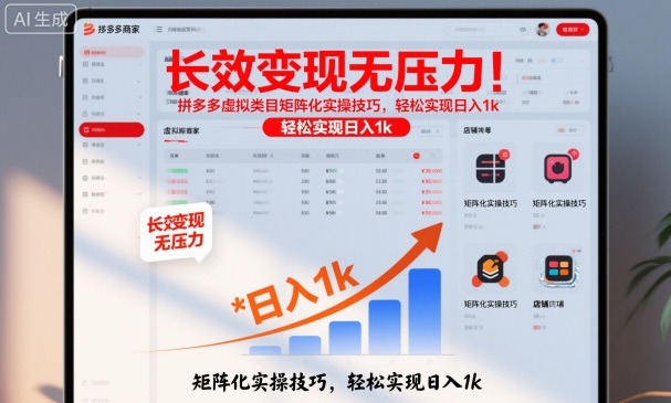 长效变现无压力!拼多多虚拟类目矩阵化实操技巧,轻松实现日入1k【揭秘】-邪修侠学院