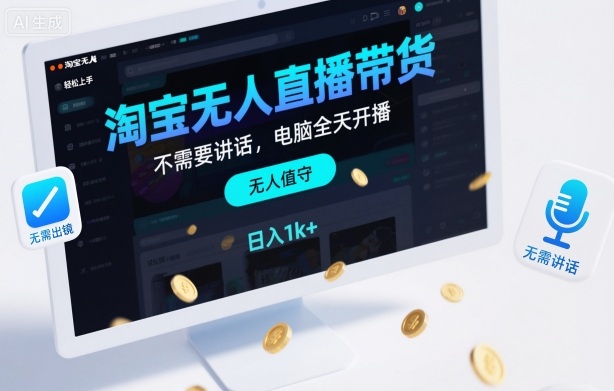 淘宝无人直播带货，不需要出镜，不需要讲话，电脑全天开播，轻松上手，日入1k+【揭秘】-邪修侠学院