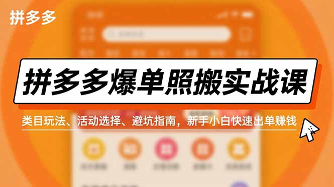 拼多多爆单照搬实战课,类目玩法、活动选择、避坑指南,新手小白快速出单赚钱-邪修侠学院