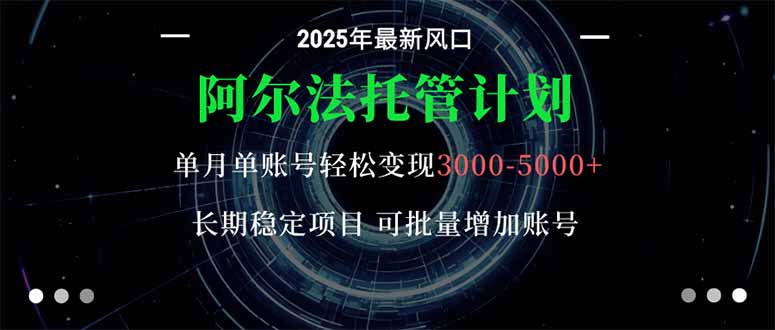 阿尔法托管计划 单账号月入3000-5000,长期稳定项目,新手小白轻松上手。-邪修侠学院