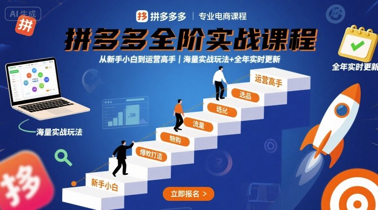 拼多多全阶实战课程,从新手小白到运营高手,海量实战玩法+全年实时更新【2025年10月更新】-邪修侠学院