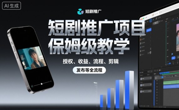 短剧推广项目保姆级教学,授权、收益、流程、剪辑,发布等全流程-邪修侠学院