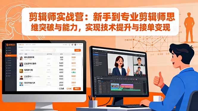 剪辑师实战营:新手到专业剪辑师思维突破与能力,实现技术提升与接单变现-邪修侠学院