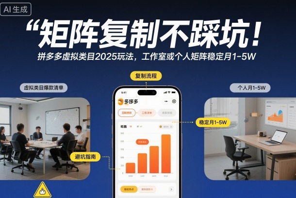 矩阵复制不踩坑!拼多多虚拟类目2025玩法,工作室或者个人矩阵稳定月1-5W【揭秘】-邪修侠学院