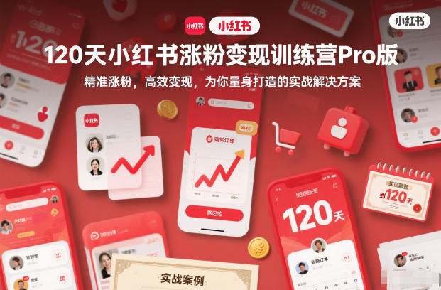 120天小红书涨粉变现训练营Pro版,精准涨粉,高效变现,为你量身打造的实战解决方案-邪修侠学院