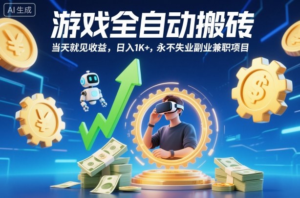 游戏全自动搬砖,当天就见收益,日入1K+,永不失业副业兼职项目【揭秘】-邪修侠学院