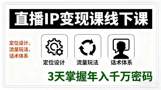 直播IP变现课线下课,定位设计、流量玩法、话术体系,3天掌握年入千万密码-邪修侠学院