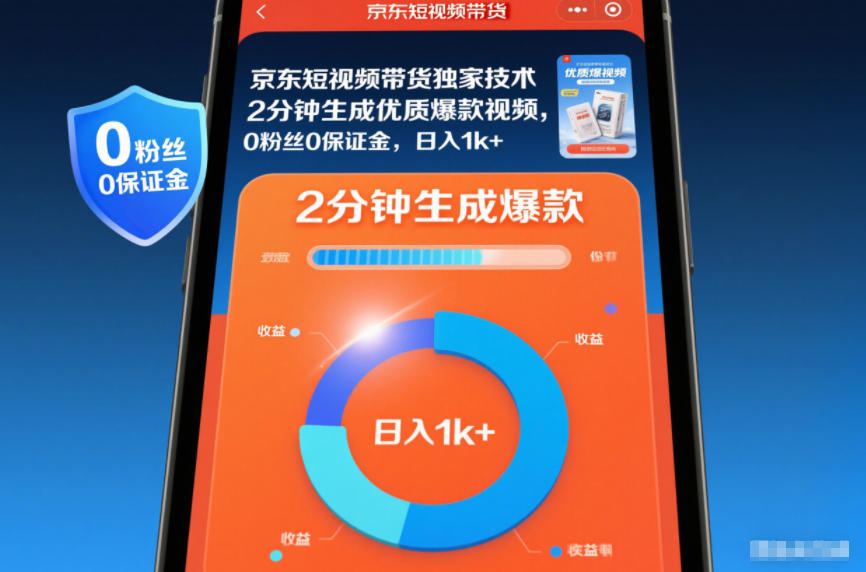 京东短视频带货独家技术,2分钟生成一条优质爆款视频,0粉丝0保证金,日入1k+【揭秘】-邪修侠学院