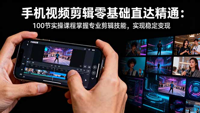 手机视频剪辑零基础直达精通:100节实操课程掌握专业剪辑技能,实现稳…-邪修侠学院