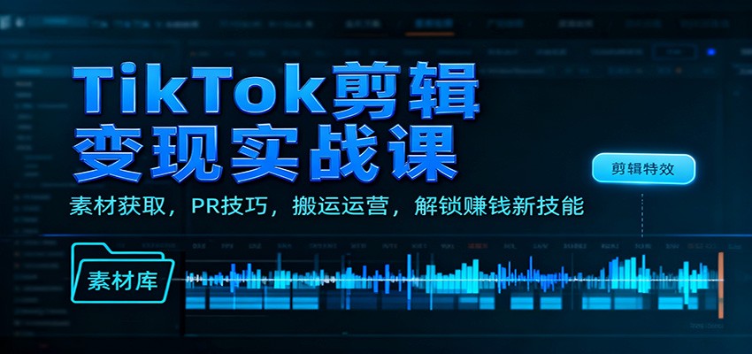 TikTok剪辑变现实战课:素材获取,PR技巧,搬运运营,解锁赚钱新技能-邪修侠学院