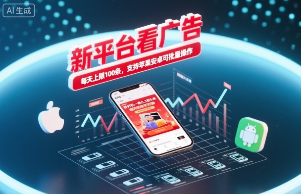 新平台看广告,养好机一条0.3到5米,每天上限100条,支持苹果安卓可批量操作-邪修侠学院