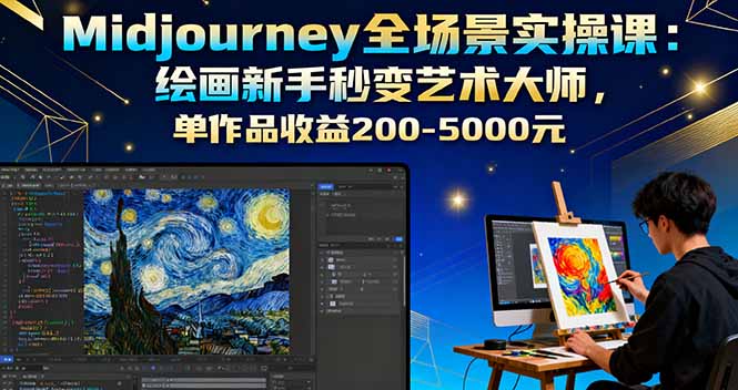 Midjourney全场景实操课:绘画新手秒变艺术大师,单作品收益200-5000元-邪修侠学院