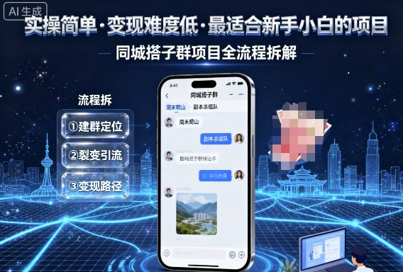 实操简单，变现难度低，最适合新手小白做的项目，每天轻松收入3张，同城搭子群项目全流程拆解-邪修侠学院