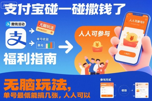 支付宝碰一碰撒钱了,无脑玩法,单号最低能搞几张,人人可以撸【揭秘】-邪修侠学院
