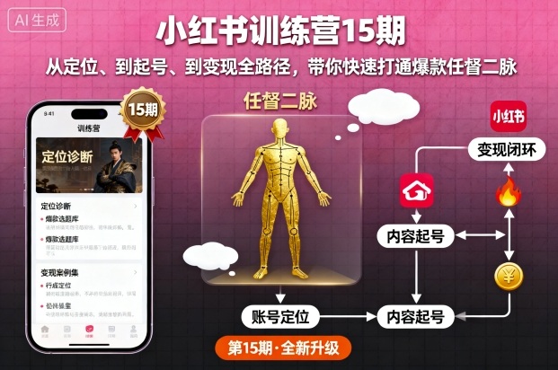 小红书训练营15期,从定位、到起号、到变现全路径,带你快速打通爆款任督二脉-邪修侠学院