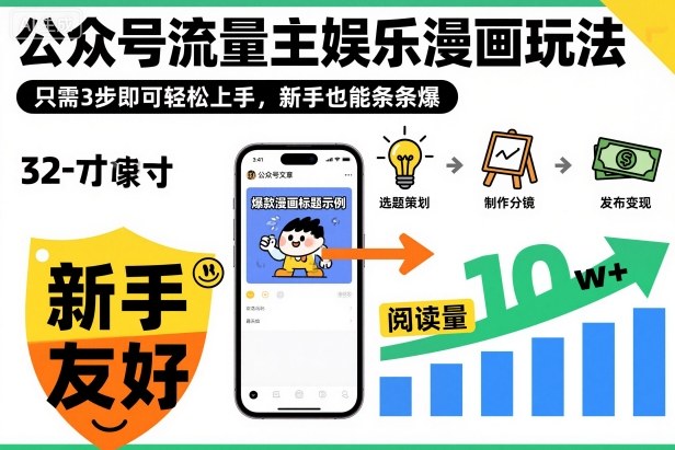 公众号流量主娱乐漫画玩法,只需3步即可轻松上手,新手也能条条爆-邪修侠学院