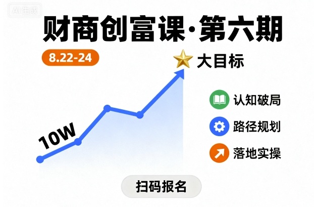 财商创富课第六期8月22-24号,如何从10W起步,一步步实现大目标-邪修侠学院