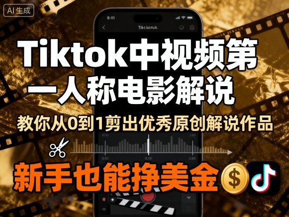 Tiktok中视频第一人称电影解说,教你从0到1剪出一个优秀的原创解说作品,新手也能挣美金-邪修侠学院