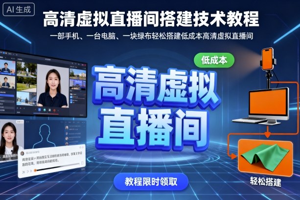 高清虚拟直播间搭建技术教程,一部手机、一台电脑、一块绿布轻松搭建低成本高清虚拟直播间-邪修侠学院