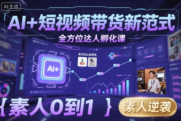 AI+短视频带货新范式全方位达人孵化课，素人也可以从0到1，全方位认知短视频带货-邪修侠学院