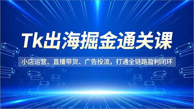 Tk出海掘金通关课，小店运营、直播带货、广告投流，打通全链路盈利闭环-邪修侠学院